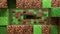 Pixel grass and ground background. The concept of games. 3D Abstract cubes. Depth of field. Concept of games minecraft