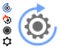 Pixel Halftone Gear Rotation Icon and Bonus Icons