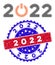 Pixel Halftone Start 2022 caption Icon and Bicolor 2022 Grunge Seal