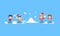 Pixel happy children playing the snow.8bit.christmas.