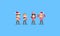 Pixel happy people holding gift box.Chrismas.8bit.