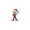 Pixel Happy zombie boy wearing santa hat.Christmas.8bit.