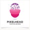 Pixel Head Logo Design Template Inspiration