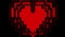 Pixel heart beating on black background