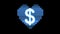 Pixel heart with dollar symbol glitch interference hud holographic screen seamless loop animation background new dynamic