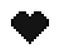 Pixel heart. Pixel heart icon for 8 bit game. Digital art for computer game. Black icon for love, gamer and hearth. Symbol for