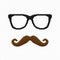 Pixel hipster glasses and mustache