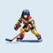 Pixel Hockey Illustration With Vibrant Colors And Unique Style