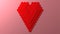 Pixel honeycomb pattern red heart shape, 3D rendering