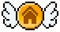 Pixel housing coin with wings - vector, isolated