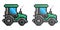 Pixel icon. Agricultural tractor. Transport and equipment for transporting agricultural products on field. Simple retro game