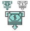 Pixel icon of ATM cash withdrawal in three variants