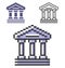 Pixel icon of bank building ancient style building in three variants