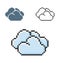 Pixel icon of clouds cloudy weather in three variants