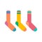 Pixel icon. Color socks logo. Pixelated sock icon set.