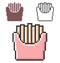 Pixel icon of french fries in three variants