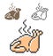 Pixel icon of fried chicken in three variants