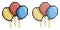 Pixel icon. Garland of balloons to decorate special occasions, birthdays and holiday greeting cards. Simple retro game vector