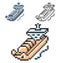 Pixel icon of gas tanker in three variants