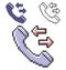 Pixel icon of handset with incoming-outgoing arrrows