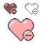 Pixel icon of heart with minus sign