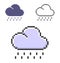 Pixel icon of heavy rainfall in three variants