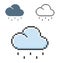 Pixel icon of light rainy weather in three variants