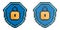 Pixel icon. Locked padlock on background of shield. Reliable secure storage of information and property. Simple retro game vector