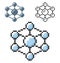 Pixel icon of nanothecnology concept in three variants
