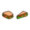 Pixel icon. Sandwich icon set. Fast food logo.