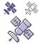 Pixel icon of satellite in three variants