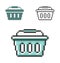 Pixel icon of shopping basket in three variants