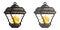 Pixel icon. Street light with burning candles inside. Vintage style. Night romance of the big city. Simple retro game vector