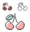 Pixel icon of sweet cherries in three variants