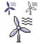 Pixel icon of wind turbine in three variants