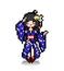Pixel image of anime girl dressed in kimono. vector illustration