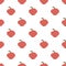 Pixel image of fruit, apple. Vector seamless pattern on white background