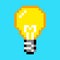 Pixel light bulb idea art cartoon retro game style