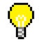 Pixel light bulb idea art cartoon retro game style