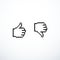 Pixel like and dislike icons thumbs up and down