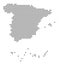 Pixel map of Spain. Vector dotted map of Spain isolated on white background. Abstract computer graphic of Spain map.