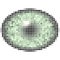 Pixel maping of elliptic green eye. Bright iris, light reflection in eye