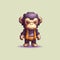 Pixel Monkey: Cute Chimp Character In Minecraft-inspired Pixel Art