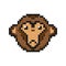 Pixel monkey. The monkey`s head. Simple flat vector illustration