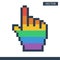 Pixel mouse hand cursor icon gay pride color vector illustration