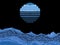 Pixel night sea with retro moon. Full moon over the ocean. Retro 8-bit video game of the 90s in 2D. Pixel art design for games,