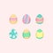 Pixel pastel color easter egg set.8bit.