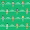 Pixel people in nature with social distancing.