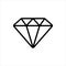 Pixel perfect black thin line icon of a diamond stone. Editable stroke vector 64x64 pixels. Scale 5000% preview. Brilliant perfect