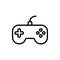 Pixel perfect black thin line icon of a game controller. Editable stroke vector 64x64 pixels. Scale 5000% preview. Videogame